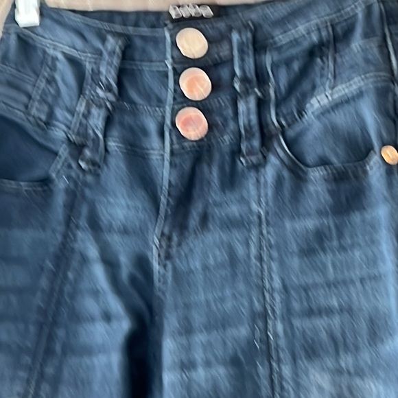 ⭐️ bebe high rise stretch blue whisking combo zipper button fly leg seam 24 - Picture 4 of 16